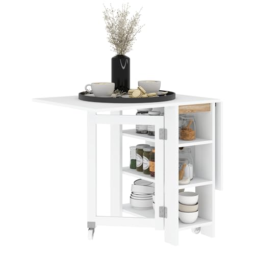 Table à Manger Pliable sur Roulettes Table à Manger Pliable sur Roulettes