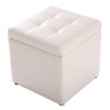 Tabouret Coffre Rangement en PU Blanc