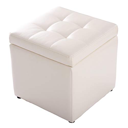 Tabouret Coffre Rangement en PU Blanc Tabouret Coffre Rangement en PU Blanc