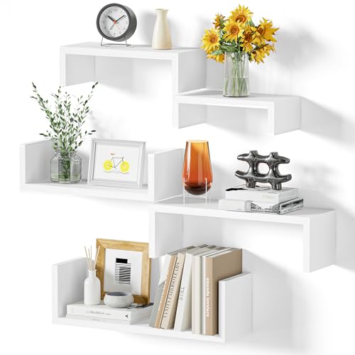 Étagère Murale en Bois Blanc - Lot de 5 Étagère Murale en Bois Blanc - Lot de 5