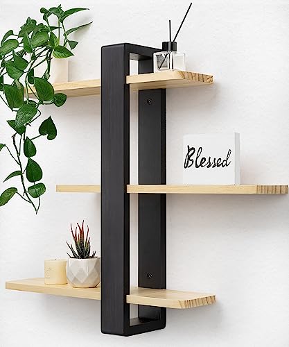 Étagère Murale Flottante en Bois Noir Étagère Murale Flottante en Bois Noir