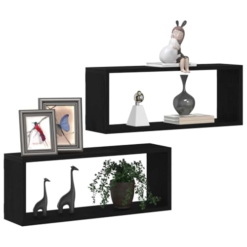 Étagères Murales en Chêne Noir - 2 pcs Étagères Murales en Chêne Noir - 2 pcs