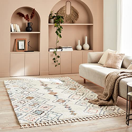 Tapis Berbère Moelleux Multicolore à Franges Tapis Berbère Moelleux Multicolore à Franges