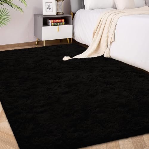Tapis à poils longs noir 120 x 180 cm Tapis à poils longs noir 120 x 180 cm