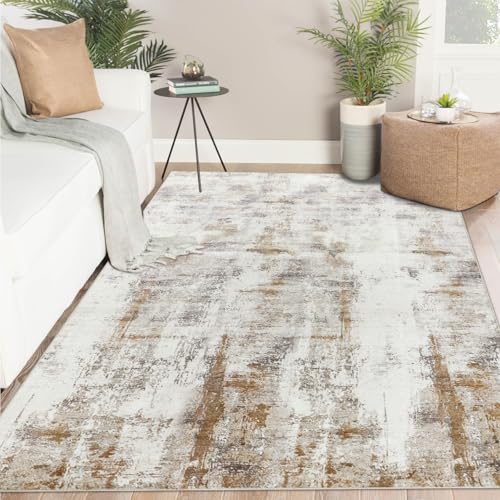 Tapis Salon Antidérapant 160x230cm Beige Marron