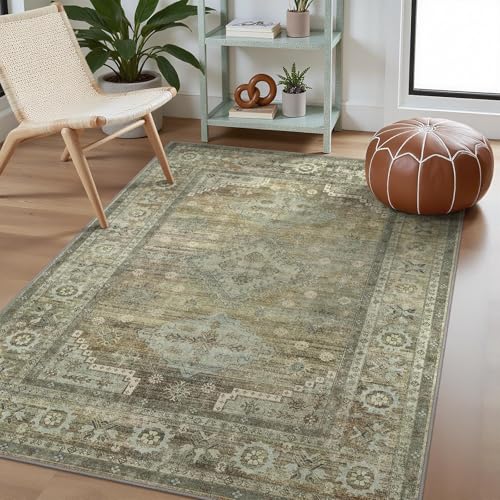 Tapis Salon Vintage Persan Vert 120x170CM