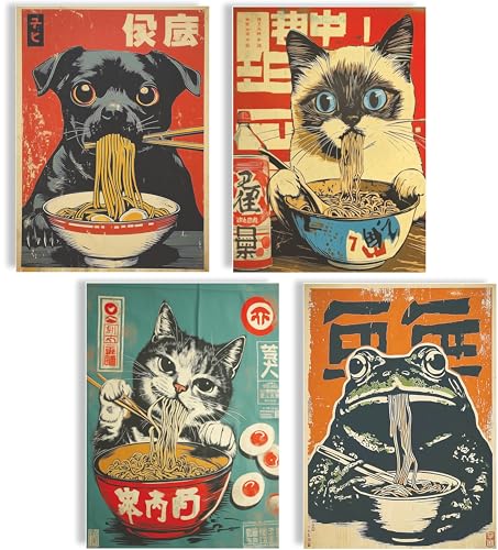 Affiche Ramen Japonais avec Animaux Affiche Ramen Japonais avec Animaux