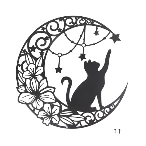 Art Mural Métallique Chat et Lune Art Mural Métallique Chat et Lune