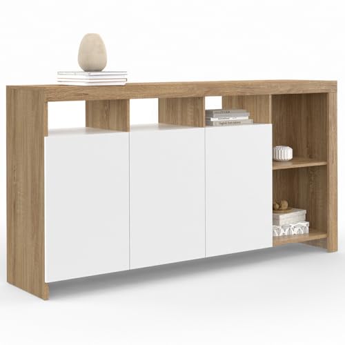 Buffet 140 cm Malo en Bois et Blanc