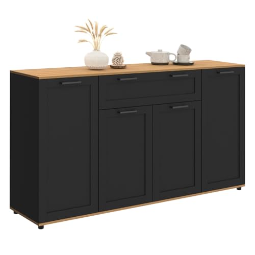 Buffet 140 cm VITO Noir et Bois