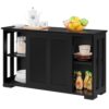Buffet Réglable avec Portes Coulissantes Noir