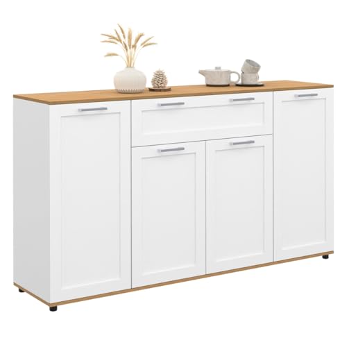 Buffet VITO 140 cm Blanc et Bois
