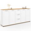 Buffet VITO XXL 4 Portes Blanc et Bois