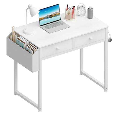 Bureau Blanc Compact avec Tiroirs