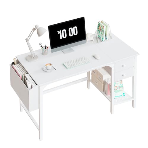 Bureau Blanc Lufeiya avec 2 Tiroirs