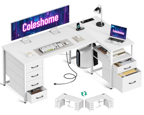 Bureau d'angle Réversible avec Tiroirs