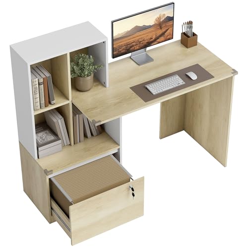 Bureau d'Ordinateur avec Bibliothèque Intégrée