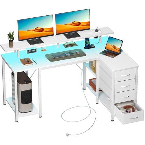 Bureau d'ordinateur en L avec LED