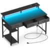 Bureau Gamer Rolanstar avec Rangement et LED