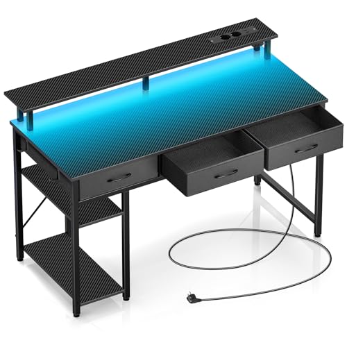 Bureau Gamer Rolanstar avec Rangement et LED