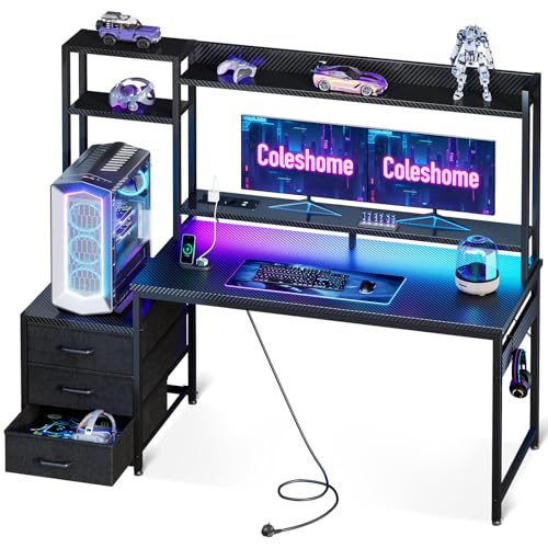 Bureau Gaming avec Éclairage LED et Stockage