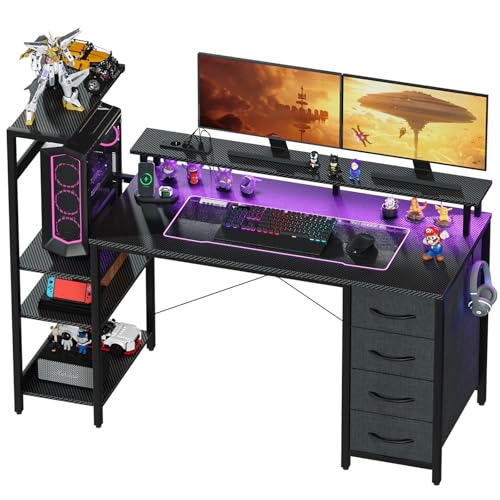 Bureau Gaming LED avec Rangement Intégré