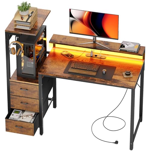 Bureau Gaming LED avec Rangement Intégré
