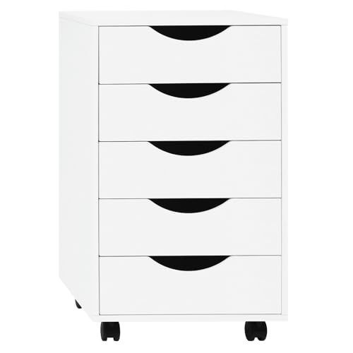 Caisson de Bureau avec 5 Tiroirs Blanc