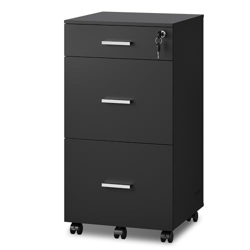 Caisson de Bureau Noir à 3 Tiroirs