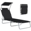 Chaise Longue Pliable avec Auvent Réglable Chaise Longue Pliable avec Auvent Réglable