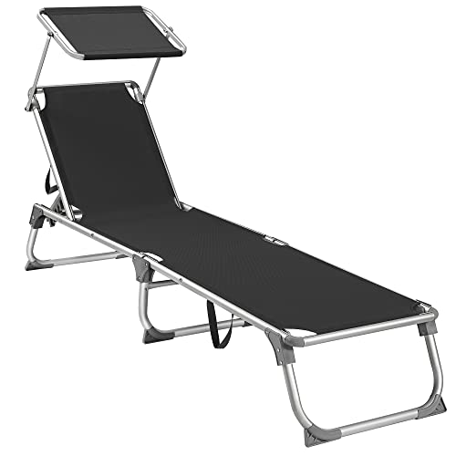 Chaise Longue Pliable avec Pare-Soleil Chaise Longue Pliable avec Pare-Soleil