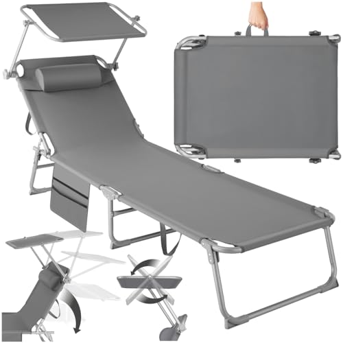 Chaise Longue Pliable pour Jardin avec Pare-Soleil Chaise Longue Pliable pour Jardin avec Pare-Soleil