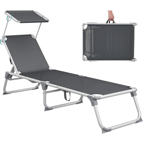 Chaise Longue Pliable SONGMICS avec Pare-soleil Chaise Longue Pliable SONGMICS avec Pare-soleil