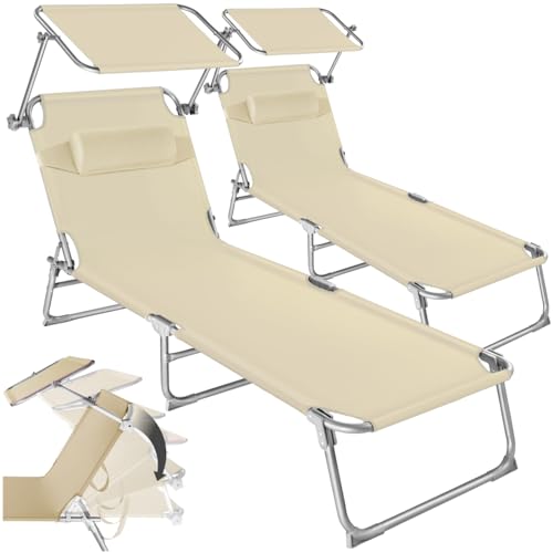 Chaises Longues Pliantes avec Pare-Soleil Chaises Longues Pliantes avec Pare-Soleil