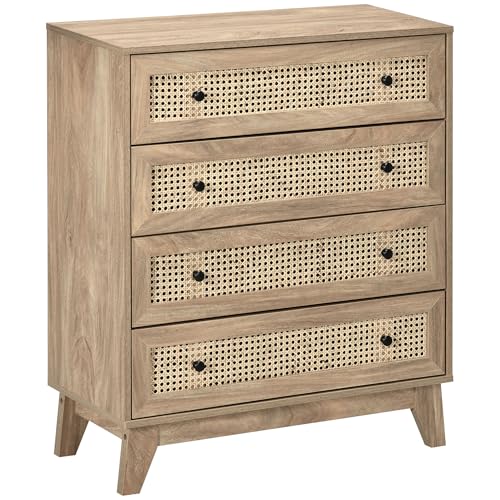 Commode 4 tiroirs en rotin élégant Commode 4 tiroirs en rotin élégant