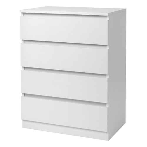 Commode Blanche à 4 Tiroirs LEADZM Commode Blanche à 4 Tiroirs LEADZM