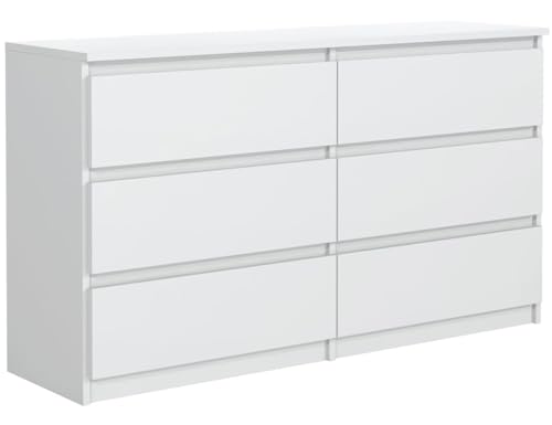 Commode MebLocker 6 Tiroirs Blanc 120 cm Commode MebLocker 6 Tiroirs Blanc 120 cm