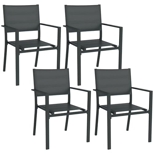 Ensemble de 4 chaises de jardin grises Ensemble de 4 chaises de jardin grises