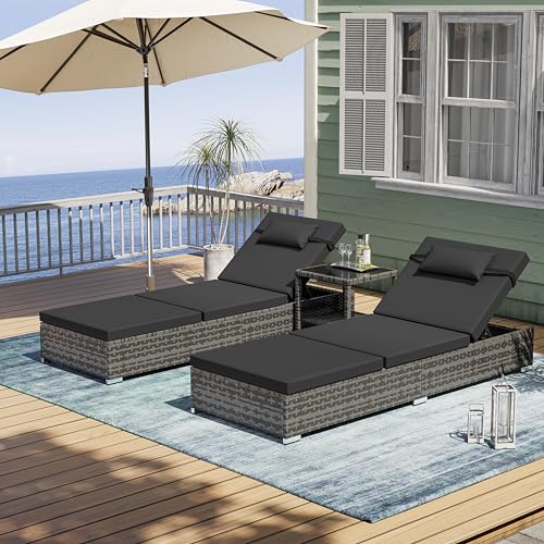 Ensemble de Bains de Soleil 2 Chaises et Table Ensemble de Bains de Soleil 2 Chaises et Table
