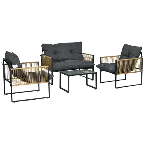 Ensemble de Jardin 4 Pièces Design Gris Ensemble de Jardin 4 Pièces Design Gris