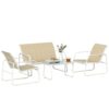 Ensemble de Jardin 4 Pièces Kaki et Blanc Ensemble de Jardin 4 Pièces Kaki et Blanc
