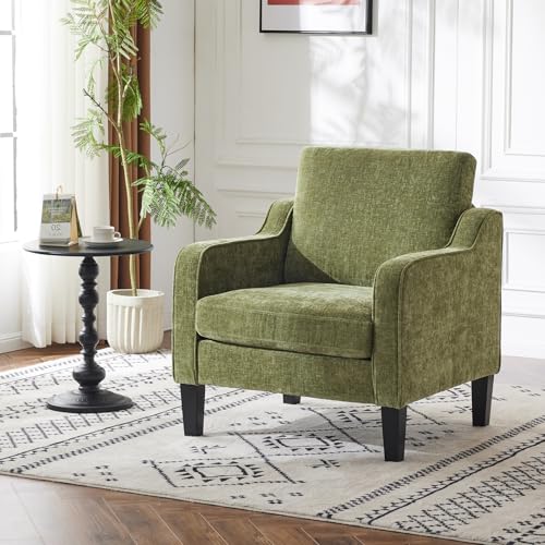 Fauteuil Élégant en Chenille Verte Fauteuil Élégant en Chenille Verte