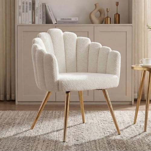 Fauteuil Rembourré en Fausse Fourrure Blanc