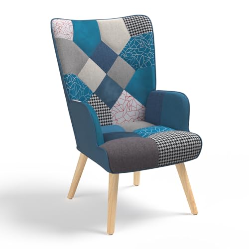 Fauteuil Scandinave Ivar en Velours Bleu Fauteuil Scandinave Ivar en Velours Bleu