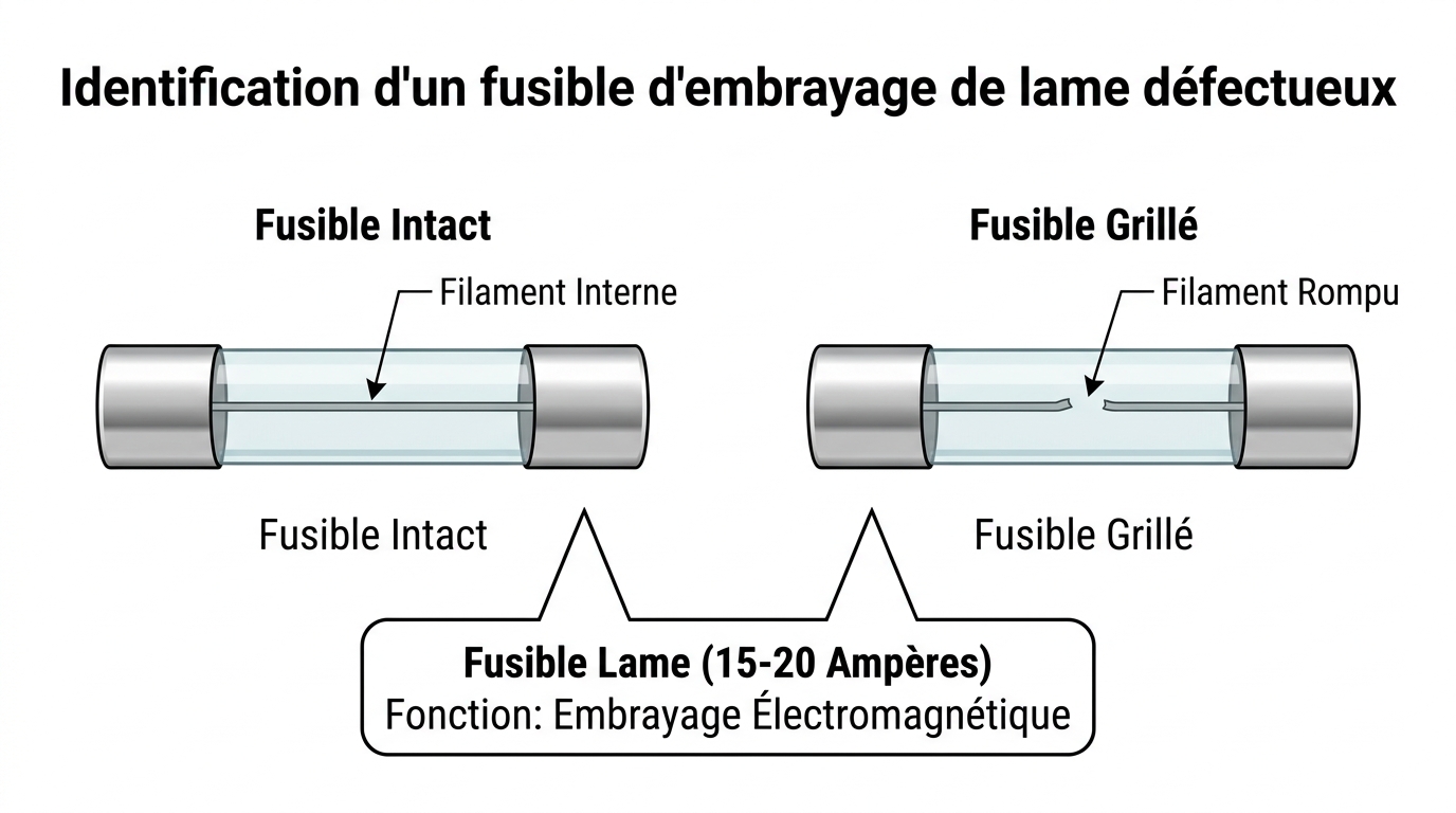 Fusible grillé sur un tracteur tondeuse