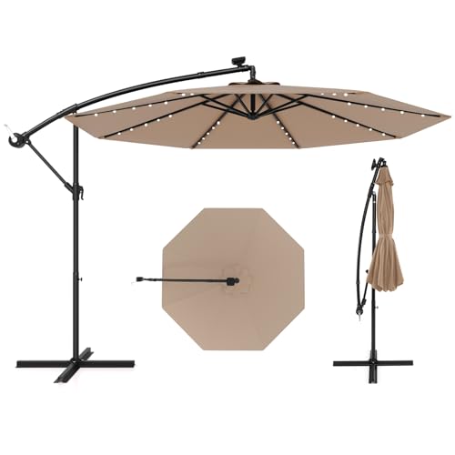 GOPLUS Parasol Déporté 3x3M avec Éclairage