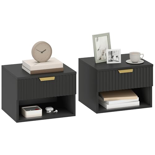 HOMCOM Lot de 2 Tables de Chevet Suspendues HOMCOM Lot de 2 Tables de Chevet Suspendues