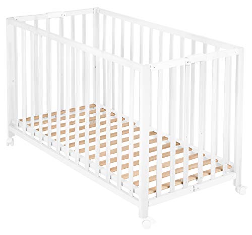 Lit Bébé Pliant en Hêtre avec Roulettes Lit Bébé Pliant en Hêtre avec Roulettes