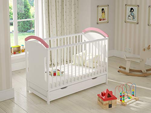 Lit Bébé Évolutif en Bois Rose 120x60 cm Lit Bébé Évolutif en Bois Rose 120x60 cm