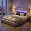 Lit Coffre 160x200 cm avec Éclairage LED